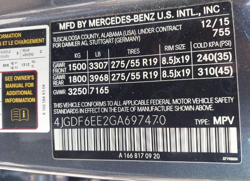 Photo 9 of 2016 Mercedes-benz Gl 450 4MATIC (VIN 4JGDF6EE2GA697470)