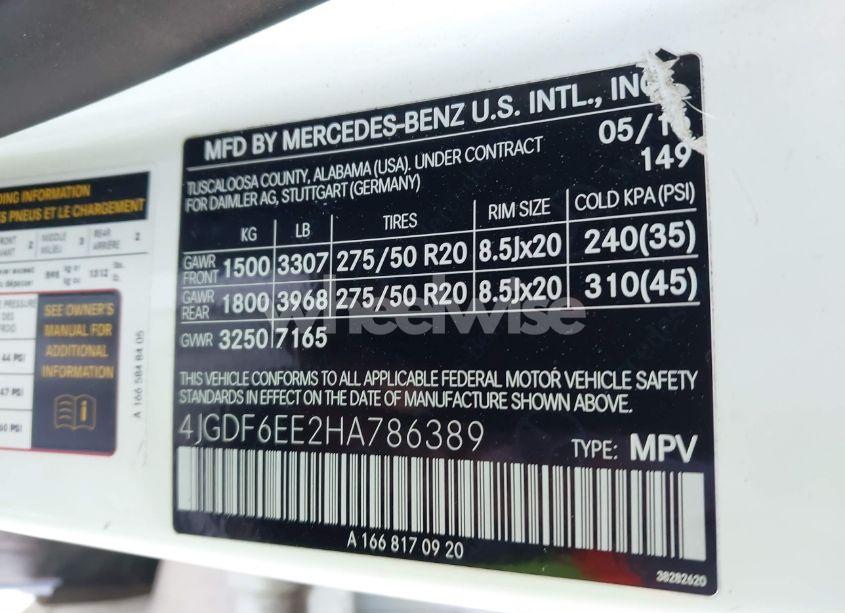Photo 9 of 2017 Mercedes-benz Gls 450 4MATIC (VIN 4JGDF6EE2HA786389)