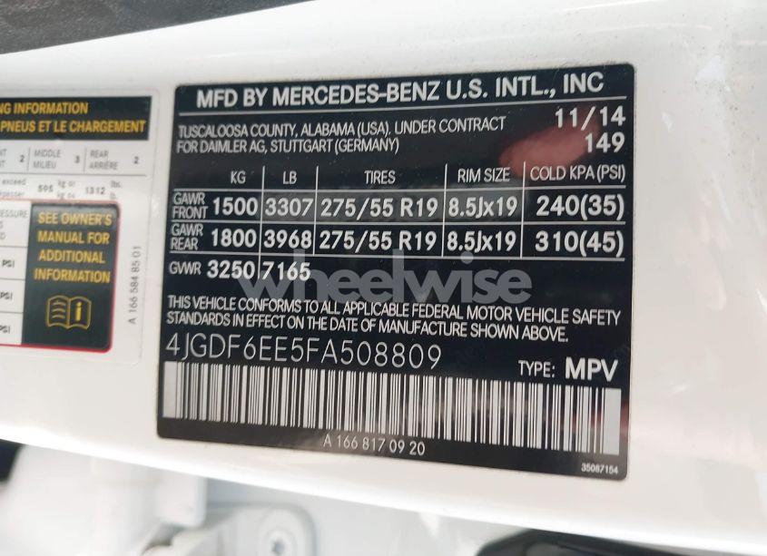 Photo 9 of 2015 Mercedes-benz Gl 450 4MATIC (VIN 4JGDF6EE5FA508809)