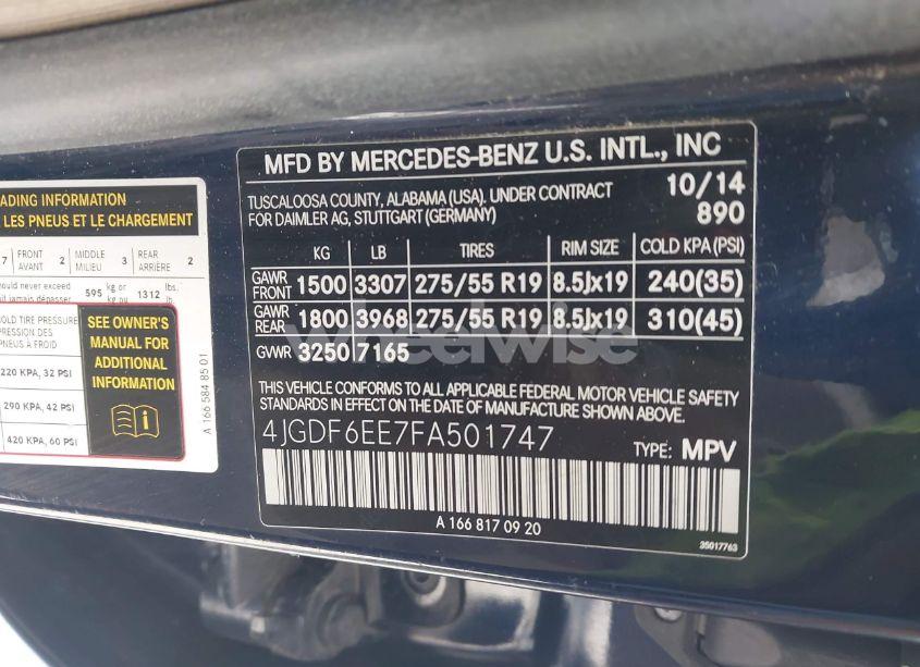Photo 9 of 2015 Mercedes-benz Gl 450 4MATIC (VIN 4JGDF6EE7FA501747)