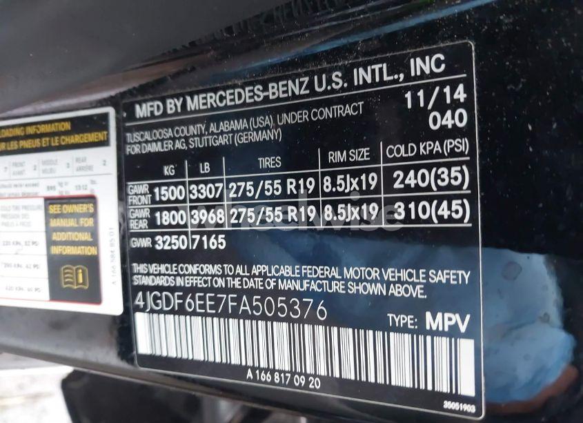 Photo 9 of 2015 Mercedes-benz Gl 450 4MATIC (VIN 4JGDF6EE7FA505376)