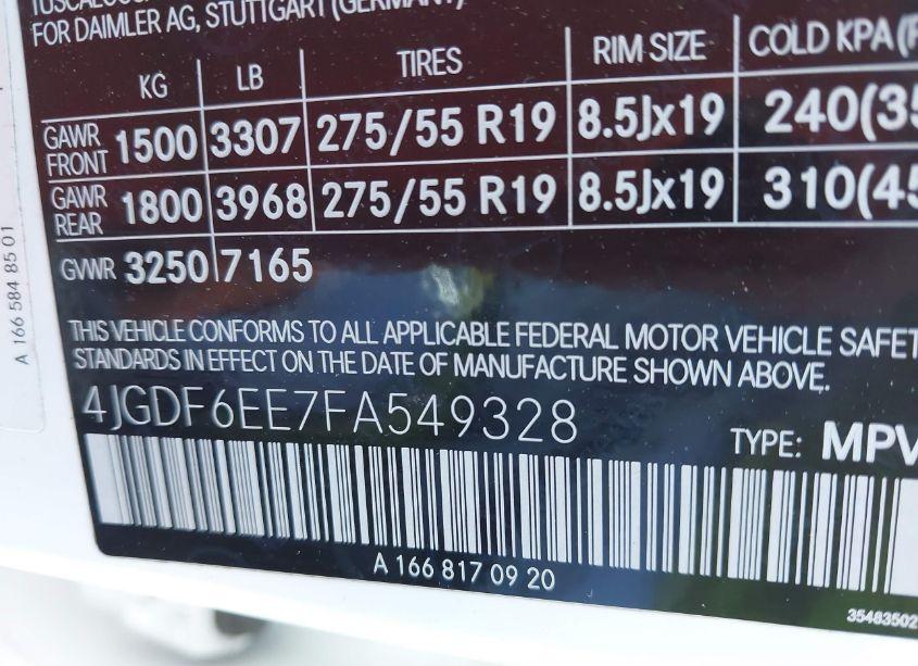 Photo 9 of 2015 Mercedes-benz Gl 450 4MATIC (VIN 4JGDF6EE7FA549328)