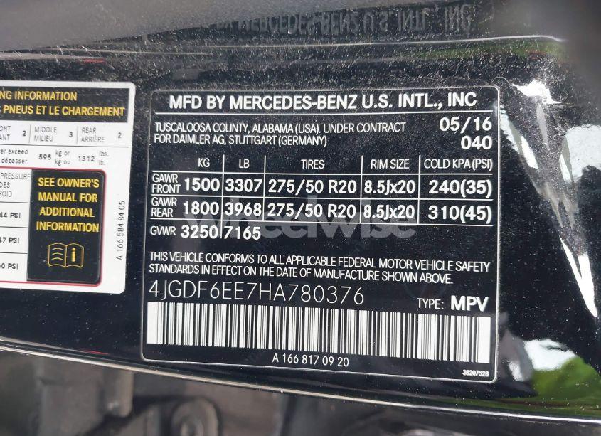 Photo 9 of 2017 Mercedes-benz Gls 450 4MATIC (VIN 4JGDF6EE7HA780376)