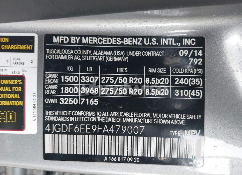 Photo 9 of 2015 Mercedes-benz Gl 450 4MATIC (VIN 4JGDF6EE9FA479007)