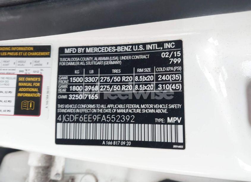 Photo 9 of 2015 Mercedes-benz Gl 450 4MATIC (VIN 4JGDF6EE9FA552392)