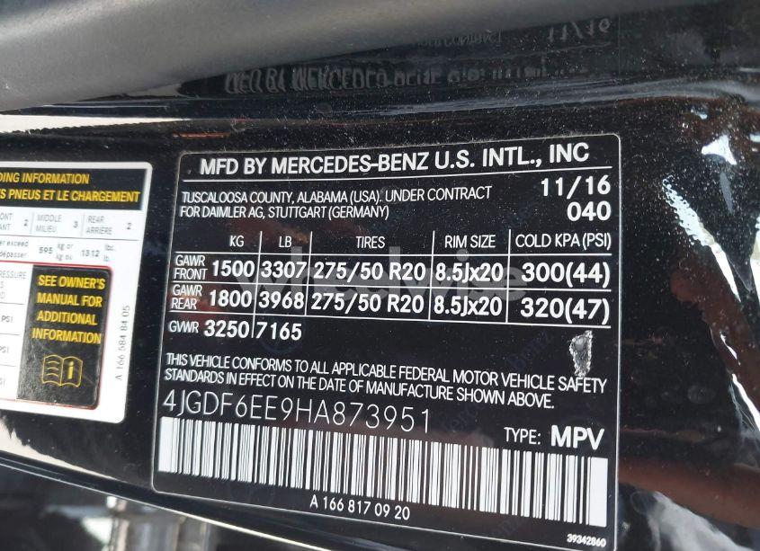 Photo 9 of 2017 Mercedes-benz Gls 450 4MATIC (VIN 4JGDF6EE9HA873951)