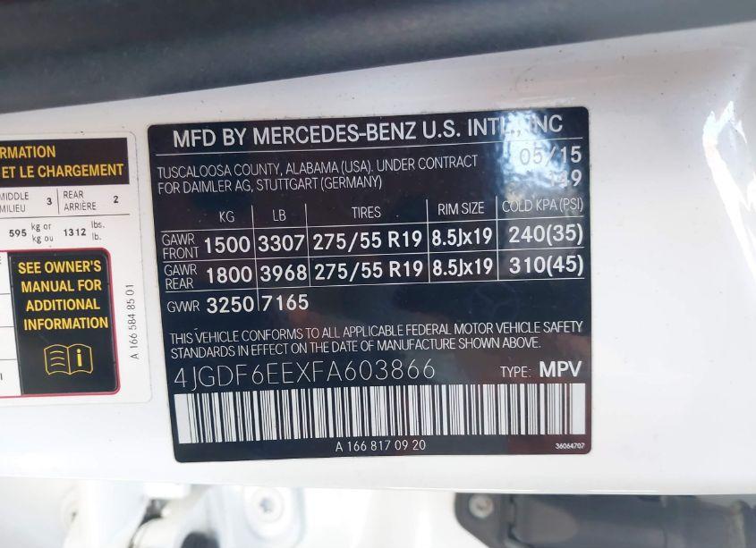 Photo 9 of 2015 Mercedes-benz Gl 450 4MATIC (VIN 4JGDF6EEXFA603866)