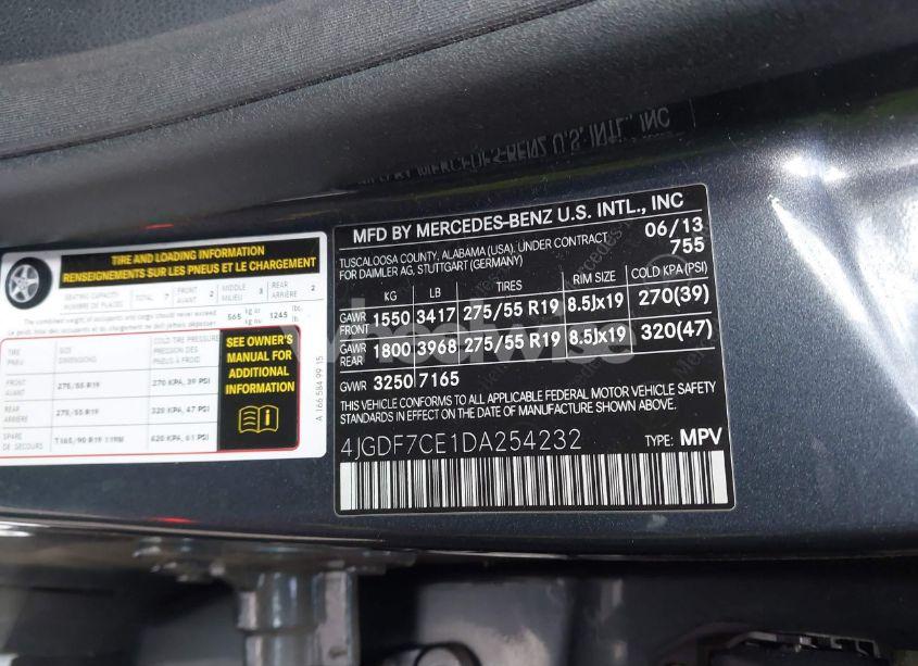 Photo 9 of 2013 Mercedes-benz Gl 450 4MATIC (VIN 4JGDF7CE1DA254232)