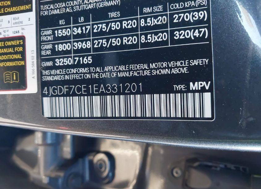 Photo 9 of 2014 Mercedes-benz Gl 450 4MATIC (VIN 4JGDF7CE1EA331201)