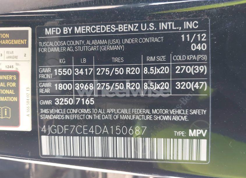 Photo 9 of 2013 Mercedes-benz Gl 450 4MATIC (VIN 4JGDF7CE4DA150687)