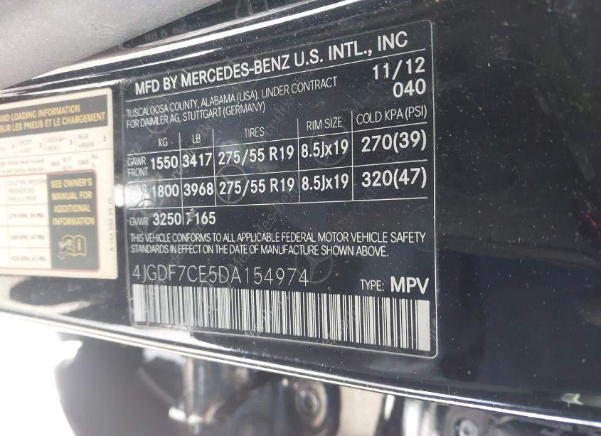 Photo 9 of 2013 Mercedes-benz Gl 450 4MATIC (VIN 4JGDF7CE5DA154974)