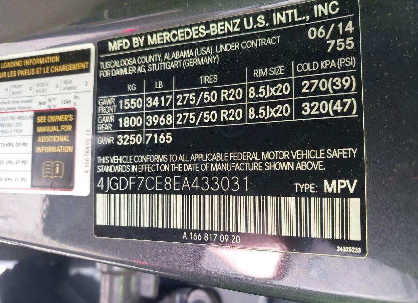 Photo 9 of 2014 Mercedes-benz Gl 450 4MATIC (VIN 4JGDF7CE8EA433031)