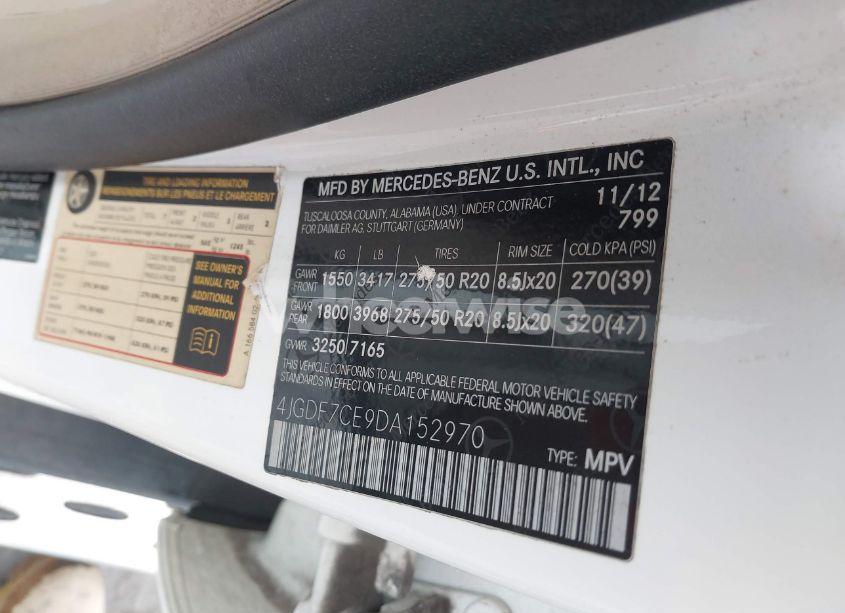 Photo 9 of 2013 Mercedes-benz Gl 450 4MATIC (VIN 4JGDF7CE9DA152970)