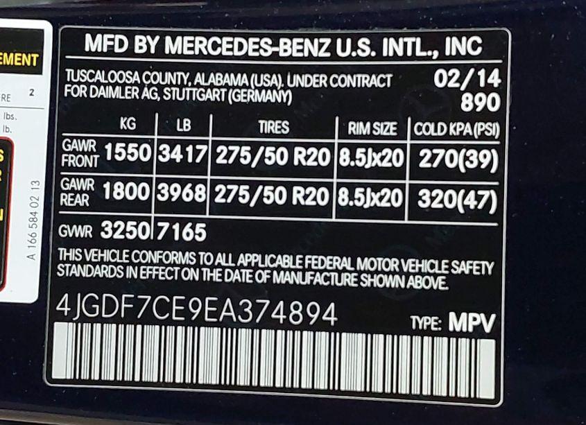 Photo 9 of 2014 Mercedes-benz Gl 450 4MATIC (VIN 4JGDF7CE9EA374894)