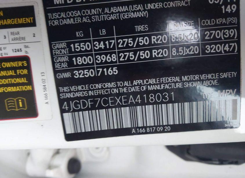 Photo 9 of 2014 Mercedes-benz Gl 450 4MATIC (VIN 4JGDF7CEXEA418031)