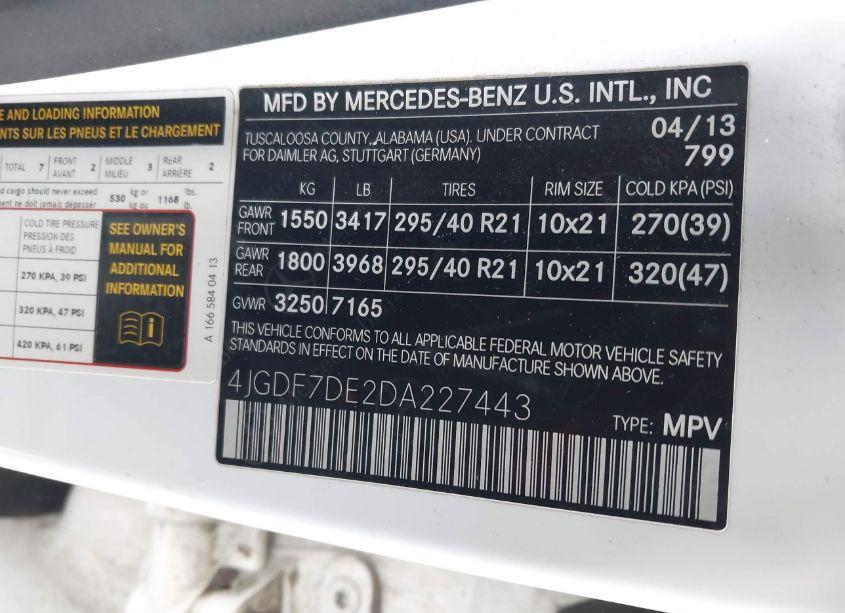 Photo 9 of 2013 Mercedes-benz Gl 550 4MATIC (VIN 4JGDF7DE2DA227443)