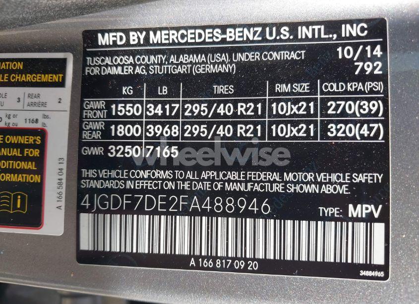 Photo 9 of 2015 Mercedes-benz Gl 550 4MATIC (VIN 4JGDF7DE2FA488946)