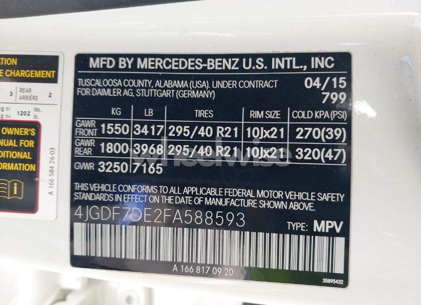 Photo 9 of 2015 Mercedes-benz Gl 550 4MATIC (VIN 4JGDF7DE2FA588593)