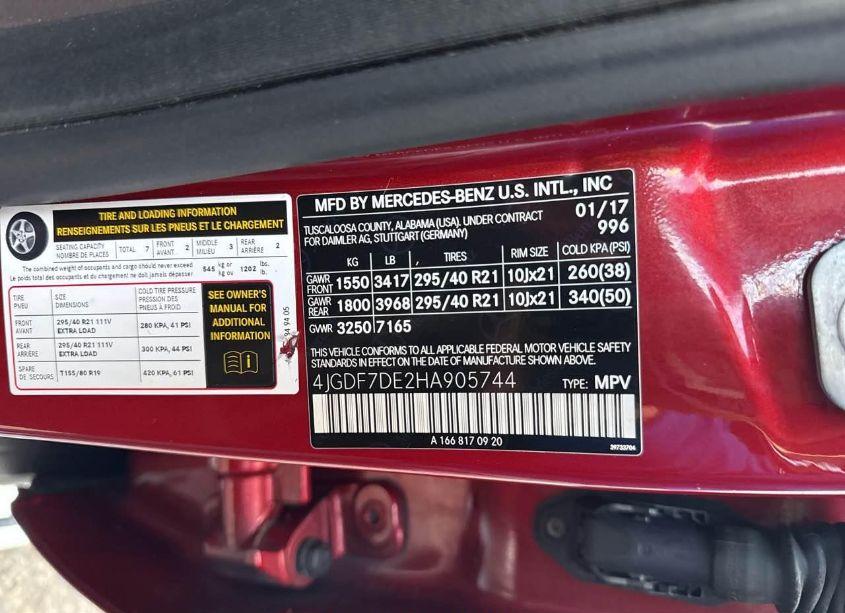 Photo 9 of 2017 Mercedes-benz Gls 550 4MATIC (VIN 4JGDF7DE2HA905744)