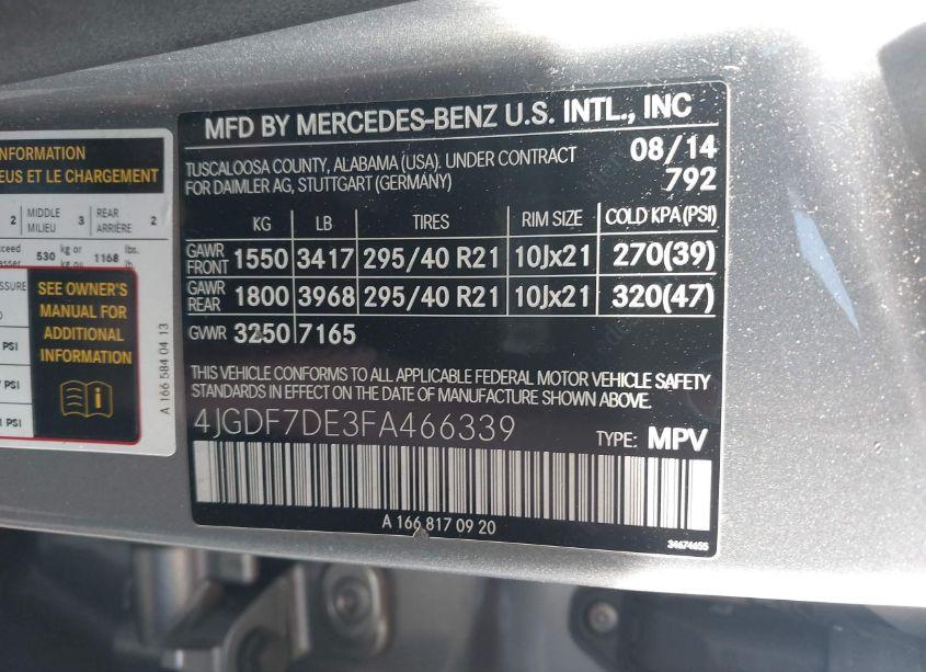 Photo 9 of 2015 Mercedes-benz Gl 550 4MATIC (VIN 4JGDF7DE3FA466339)