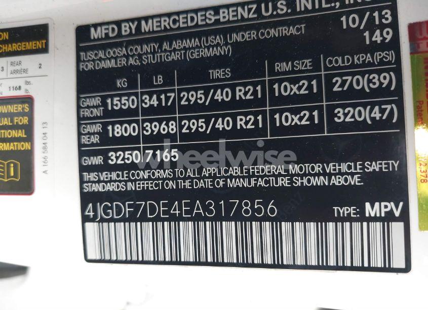 Photo 9 of 2014 Mercedes-benz Gl 550 4MATIC (VIN 4JGDF7DE4EA317856)