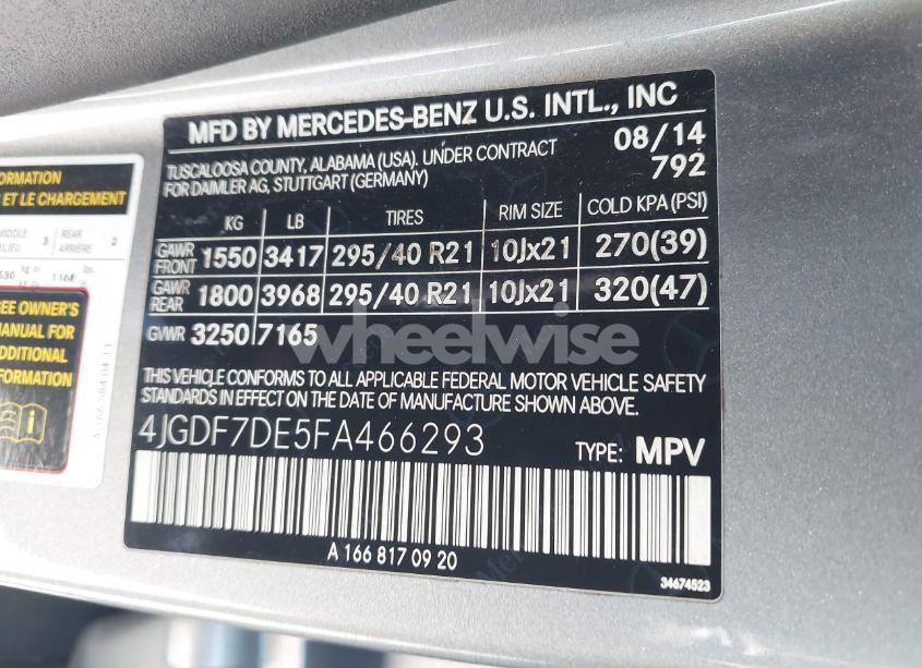 Photo 9 of 2015 Mercedes-benz Gl 550 4MATIC (VIN 4JGDF7DE5FA466293)