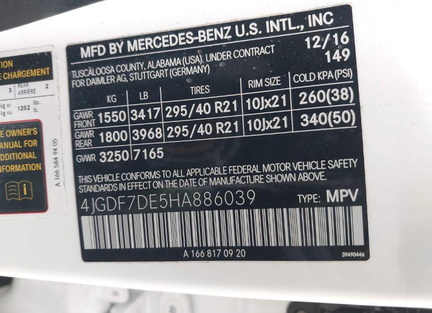 Photo 9 of 2017 Mercedes-benz Gls 550 4MATIC (VIN 4JGDF7DE5HA886039)