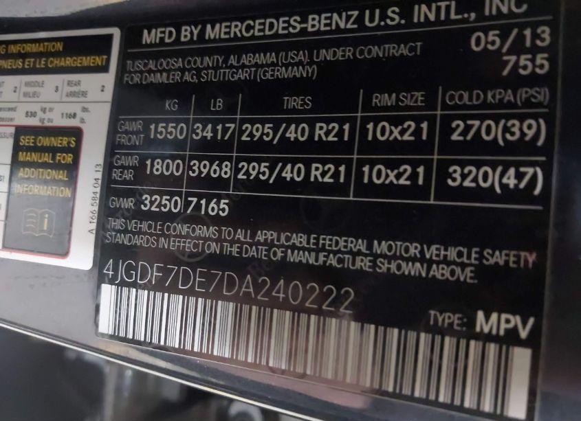 Photo 9 of 2013 Mercedes-benz Gl 550 4MATIC (VIN 4JGDF7DE7DA240222)