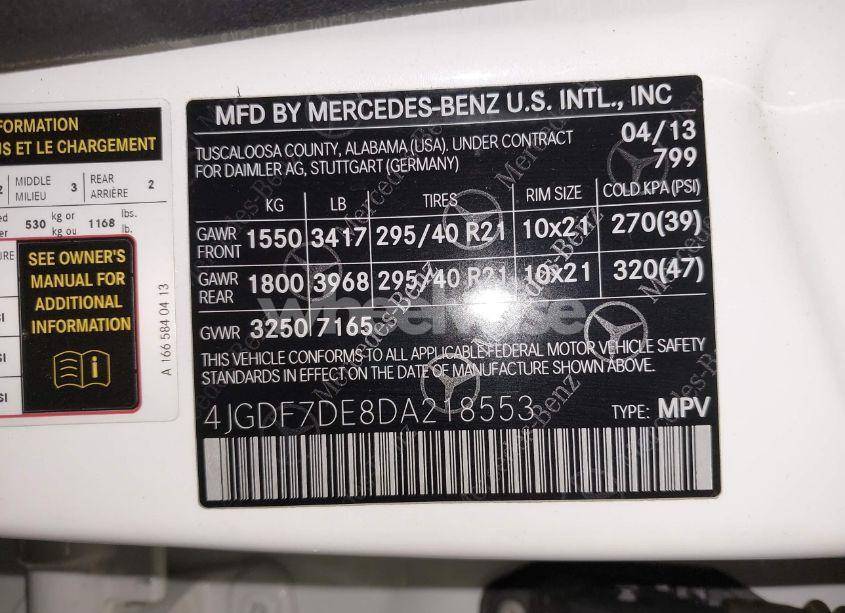 Photo 9 of 2013 Mercedes-benz Gl 550 4MATIC (VIN 4JGDF7DE8DA218553)