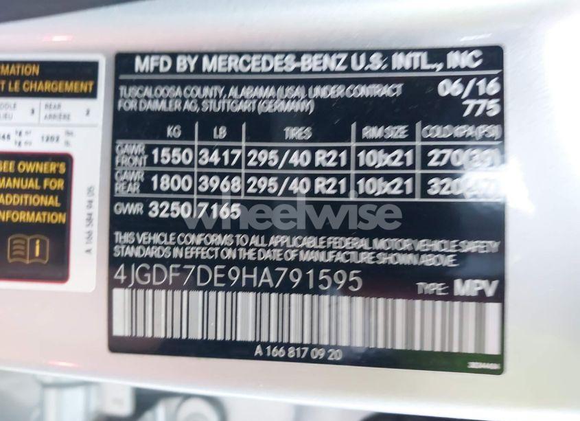 Photo 9 of 2017 Mercedes-benz Gls 550 4MATIC (VIN 4JGDF7DE9HA791595)