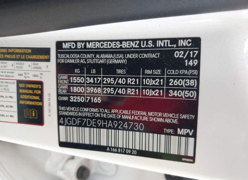 Photo 9 of 2017 Mercedes-benz Gls 550 4MATIC (VIN 4JGDF7DE9HA924730)