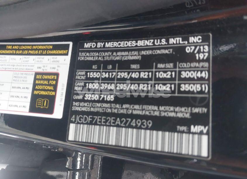 Photo 9 of 2014 Mercedes-benz Gl 63 AMG 4MATIC (VIN 4JGDF7EE2EA274939)