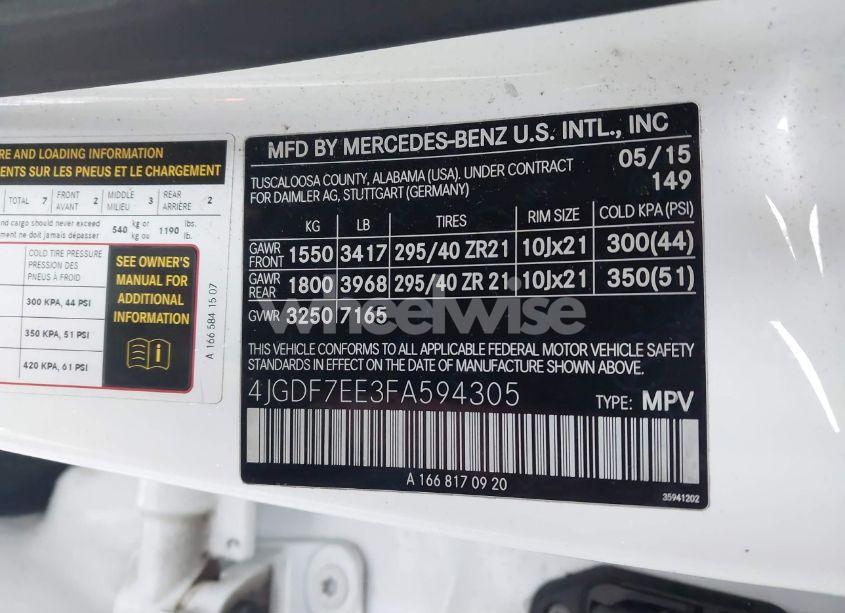 Photo 9 of 2015 Mercedes-benz Gl 63 AMG 4MATIC (VIN 4JGDF7EE3FA594305)