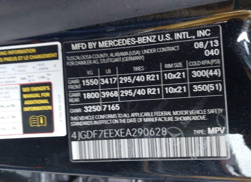 Photo 9 of 2014 Mercedes-benz Gl 63 AMG 4MATIC (VIN 4JGDF7EEXEA290628)