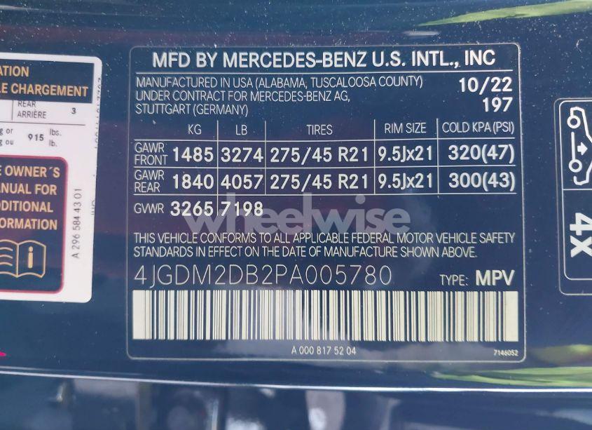Photo 9 of 2023 Mercedes-benz Eqs 450+ SUV (VIN 4JGDM2DB2PA005780)