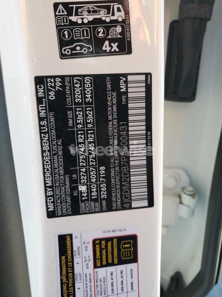 Photo 13 of 2023 MERCEDES-BENZ EQS SUV 450+ (VIN 4JGDM2DB7PA000431)