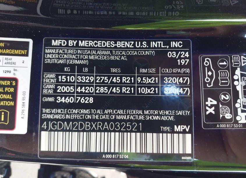 Photo 9 of 2024 Mercedes-benz Eqs 450 SUV (VIN 4JGDM2DBXRA032521)