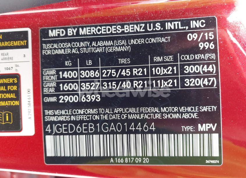 Photo 9 of 2016 Mercedes-benz Gle 450 AMG COUPE 4MATIC (VIN 4JGED6EB1GA014464)