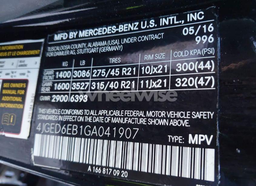 Photo 9 of 2016 Mercedes-benz Gle 450 AMG COUPE 4MATIC (VIN 4JGED6EB1GA041907)