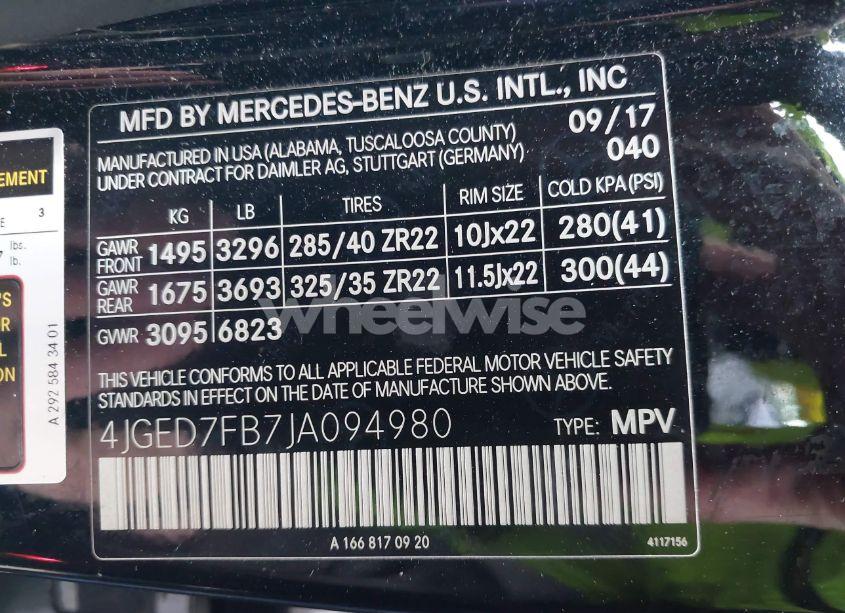 Photo 9 of 2018 Mercedes-benz Amg GLE 63 COUPE S 4MATIC (VIN 4JGED7FB7JA094980)