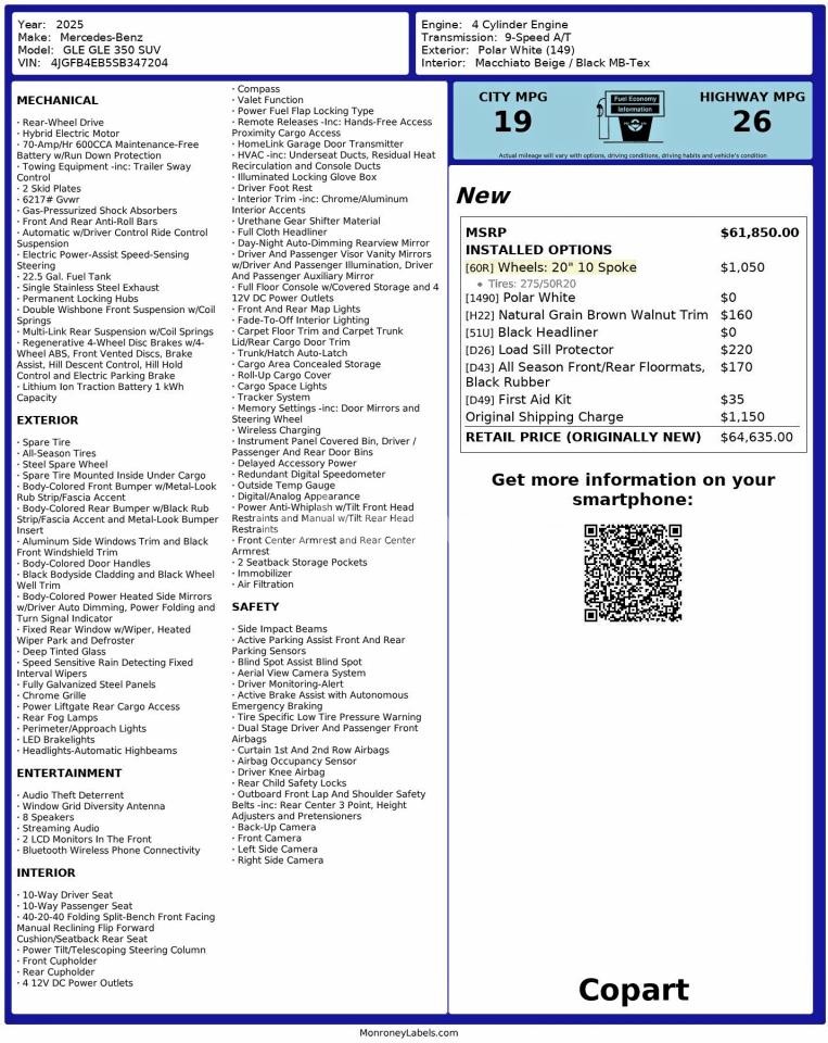 Photo 10 of 2025 MERCEDES-BENZ GLE 350 (VIN 4JGFB4EB5SB347204)