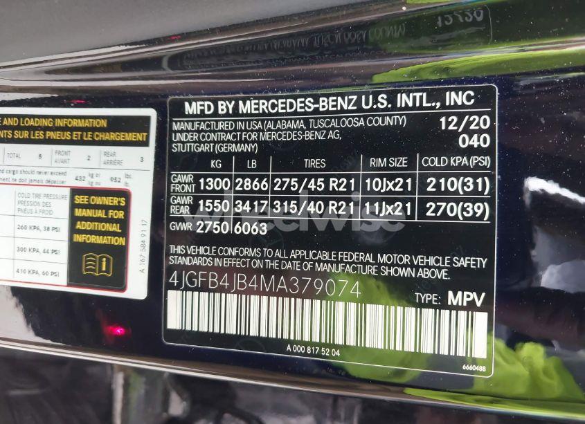 Photo 9 of 2021 Mercedes-benz Gle 350 (VIN 4JGFB4JB4MA379074)