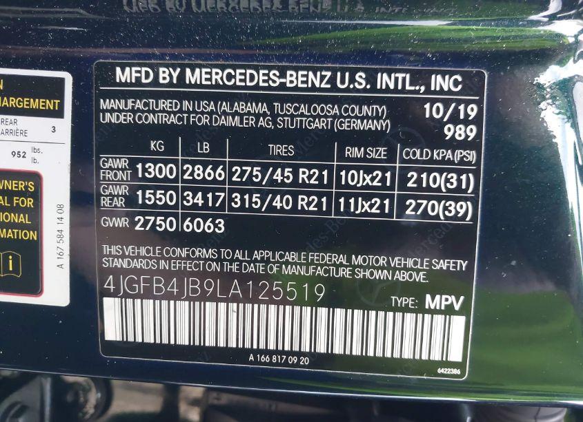 Photo 9 of 2020 Mercedes-benz Gle 350 (VIN 4JGFB4JB9LA125519)