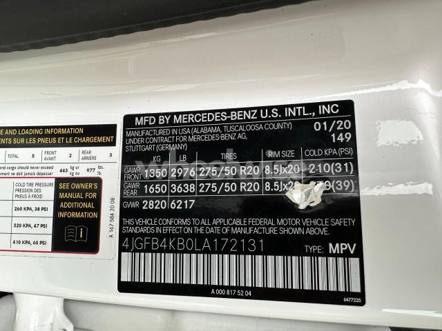 Photo 4 of 2020 MERCEDES-BENZ GLE 350 4MATIC (VIN 4JGFB4KB0LA172131)