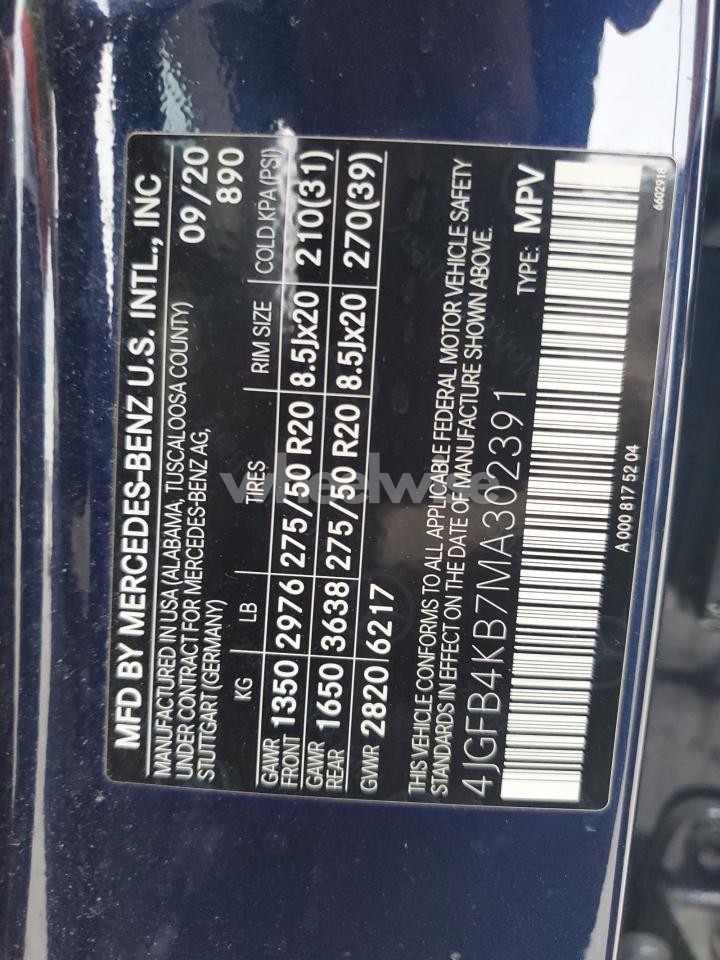 Photo 12 of 2021 MERCEDES-BENZ GLE 350 4MATIC (VIN 4JGFB4KB7MA302391)