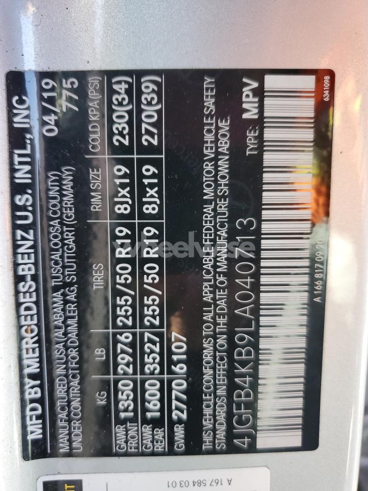 Photo 13 of 2020 MERCEDES-BENZ GLE 350 4MATIC (VIN 4JGFB4KB9LA040713)