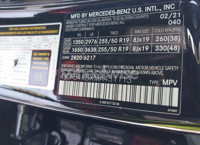 Photo 9 of 2021 Mercedes-benz Gle 350 4MATIC (VIN 4JGFB4KBXMA431113)