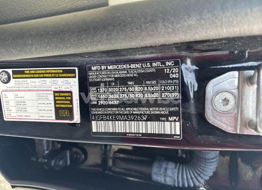 Photo 9 of 2021 Mercedes-benz Gle 350 4MATIC (VIN 4JGFB4KE9MA392637)