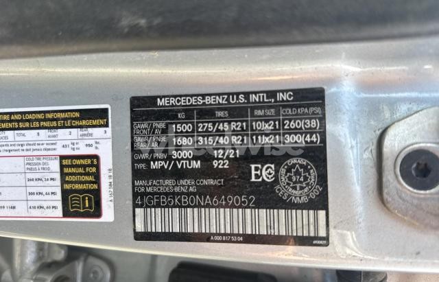 Photo 4 of 2022 MERCEDES-BENZ GLE 450 4MATIC (VIN 4JGFB5KB0NA******)