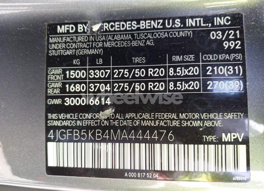 Photo 9 of 2021 Mercedes-benz Gle GLE 450 (VIN 4JGFB5KB4MA444476)